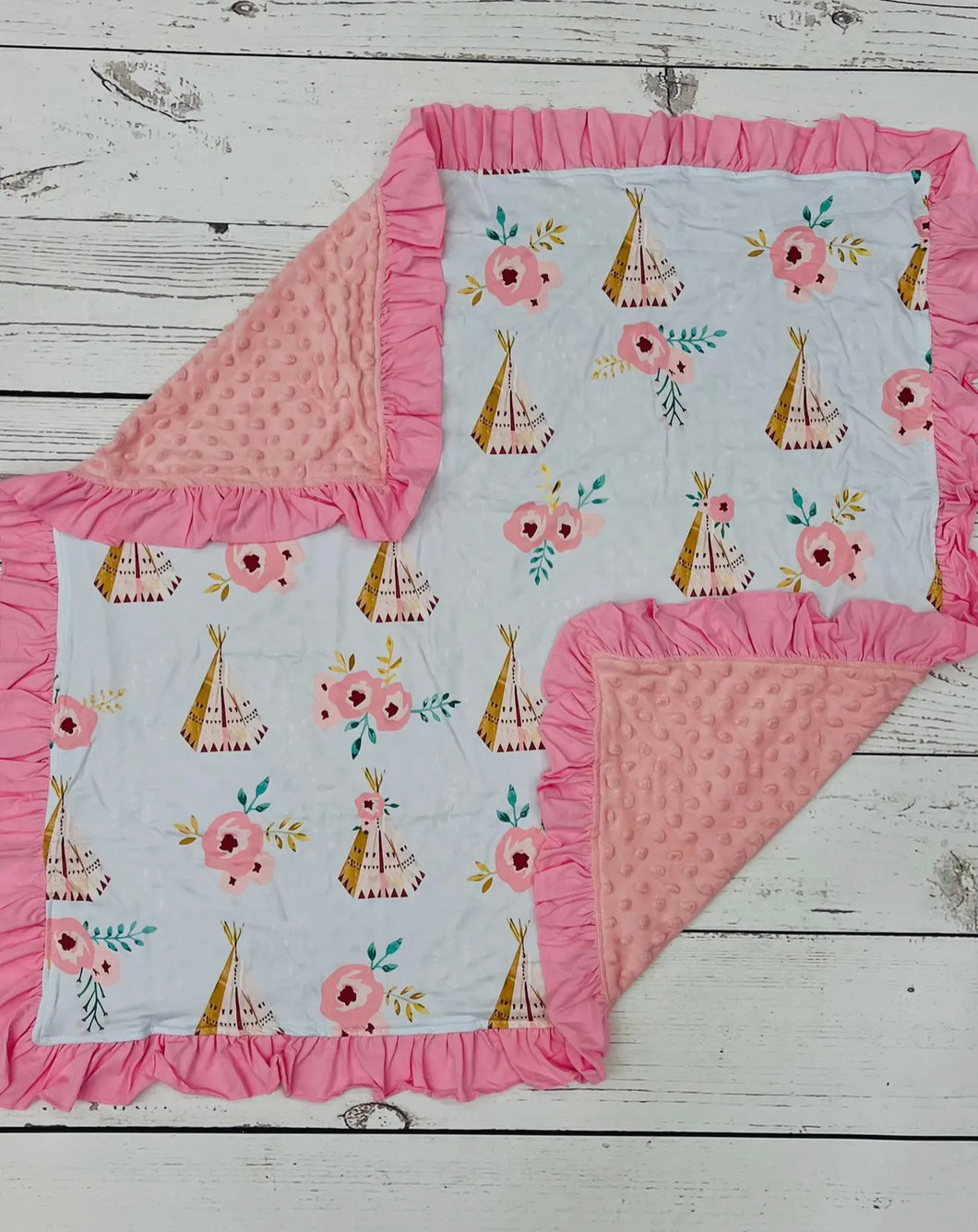 Tee Pee floral stroller blanket