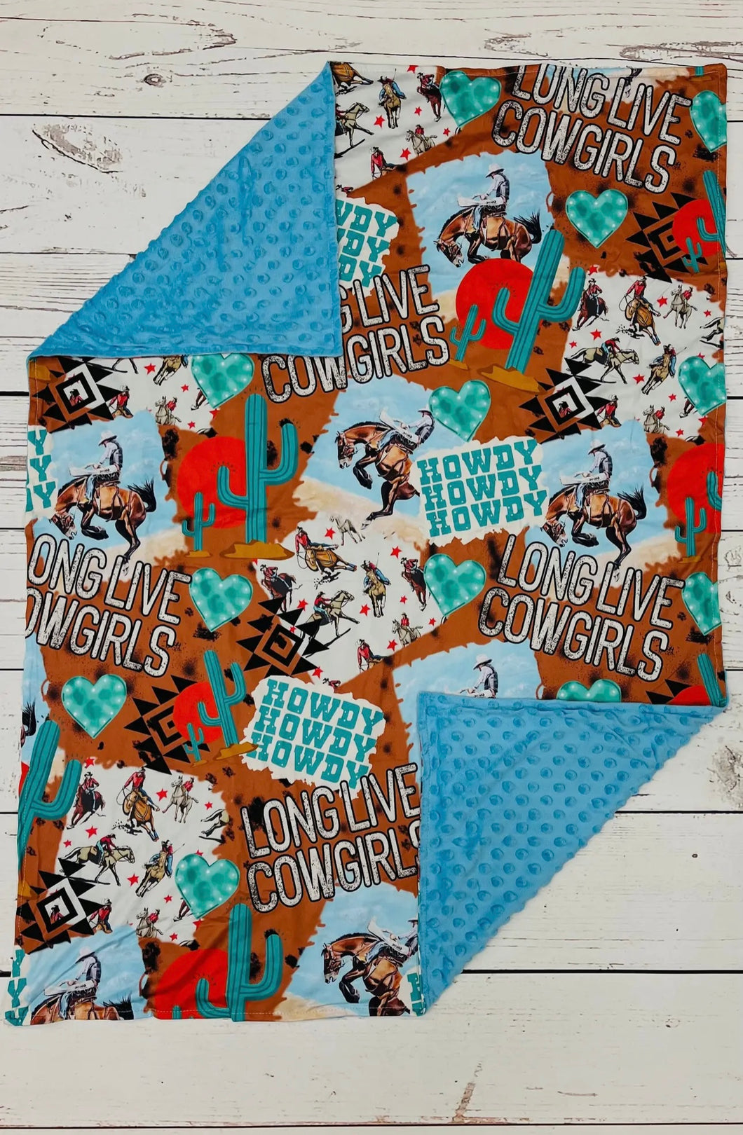 Howdy cowgirl stroller blanket