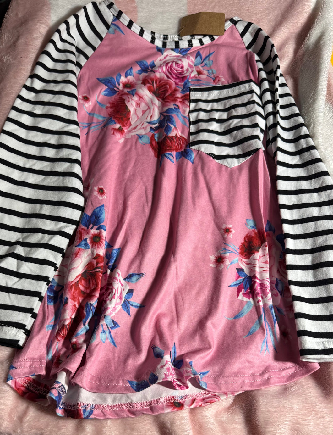 Pink Floral & Striped Shirt