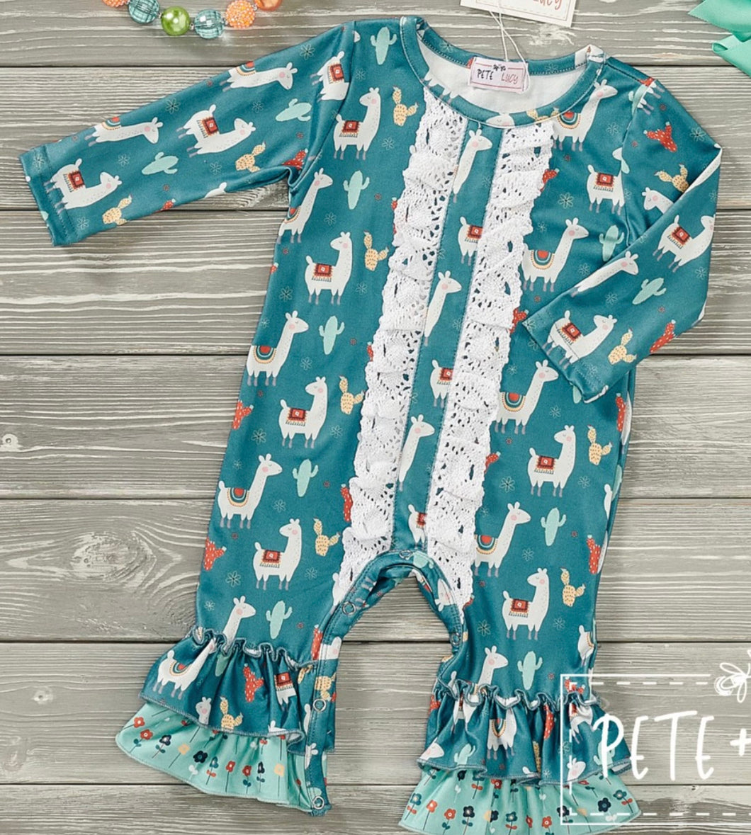 Pete & Lucy Floral Llama Romper