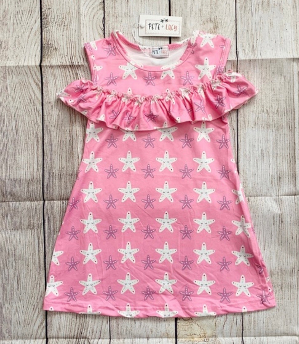 Pete & Lucy Pink Starfish Cold Shoulder Dress