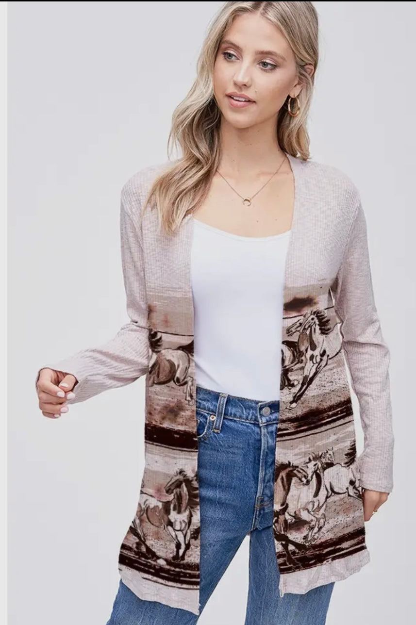 Rodeo print Long sleeved cardigan