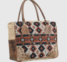 Load image into Gallery viewer, Cowhide hair and leather canvas bag
