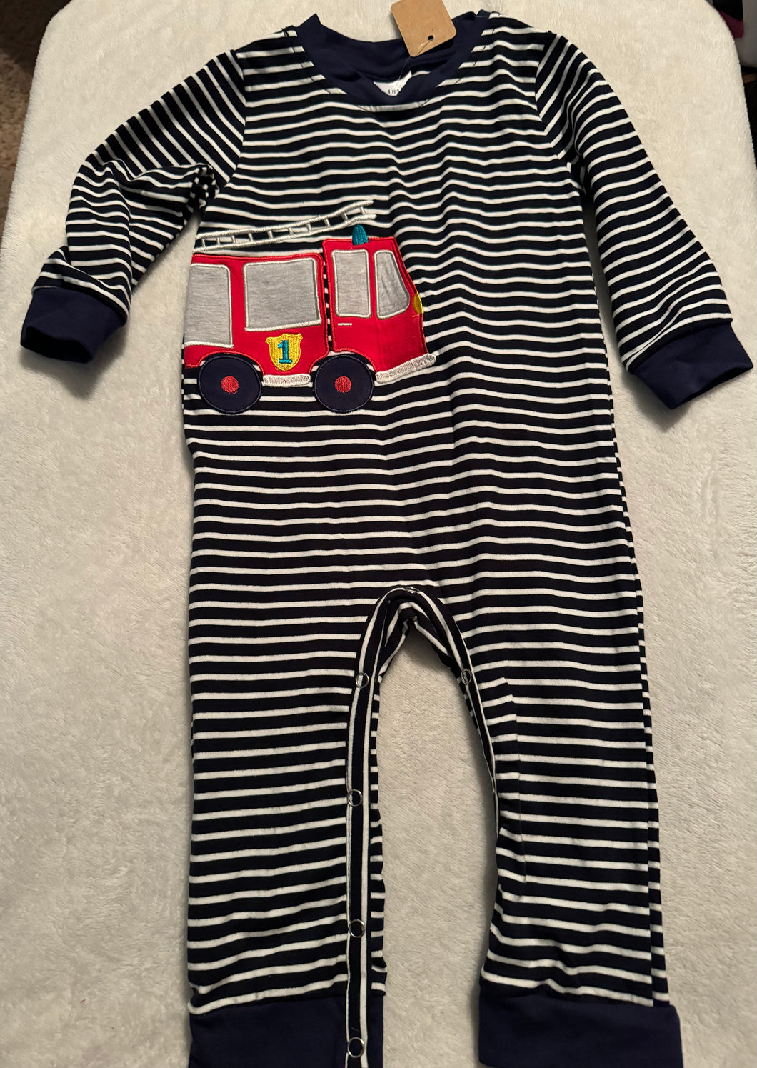 Striped Firetruck Onesie