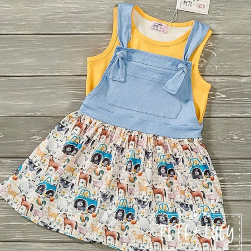 Pete and Lucy Down on the Farm Overall Dress
