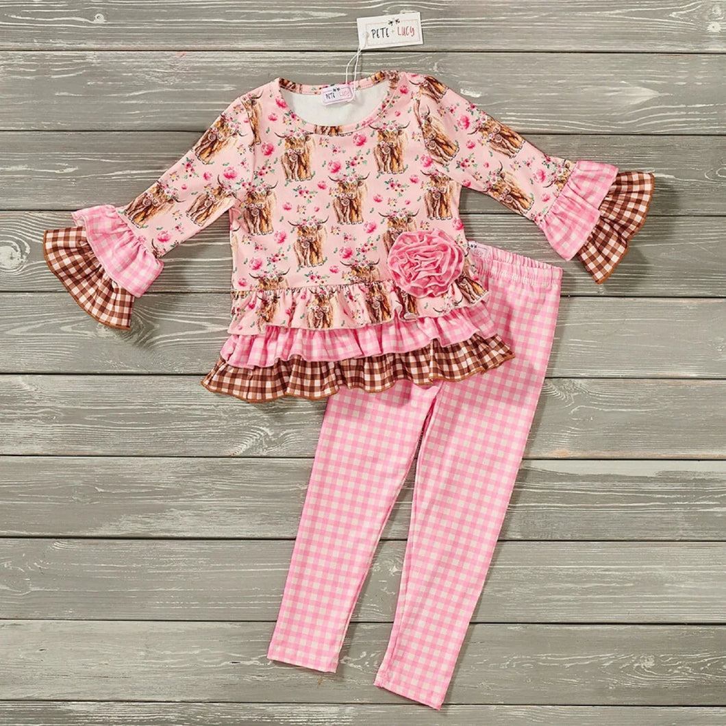 Pete and Lucy Cows and Roses Pant Set