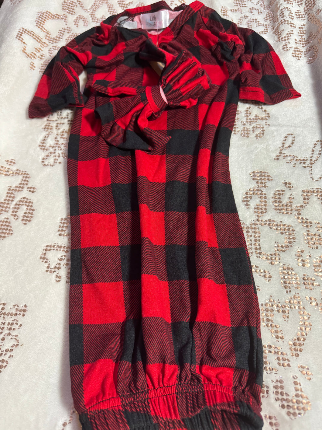 Red Plaid Nap Sack with head band