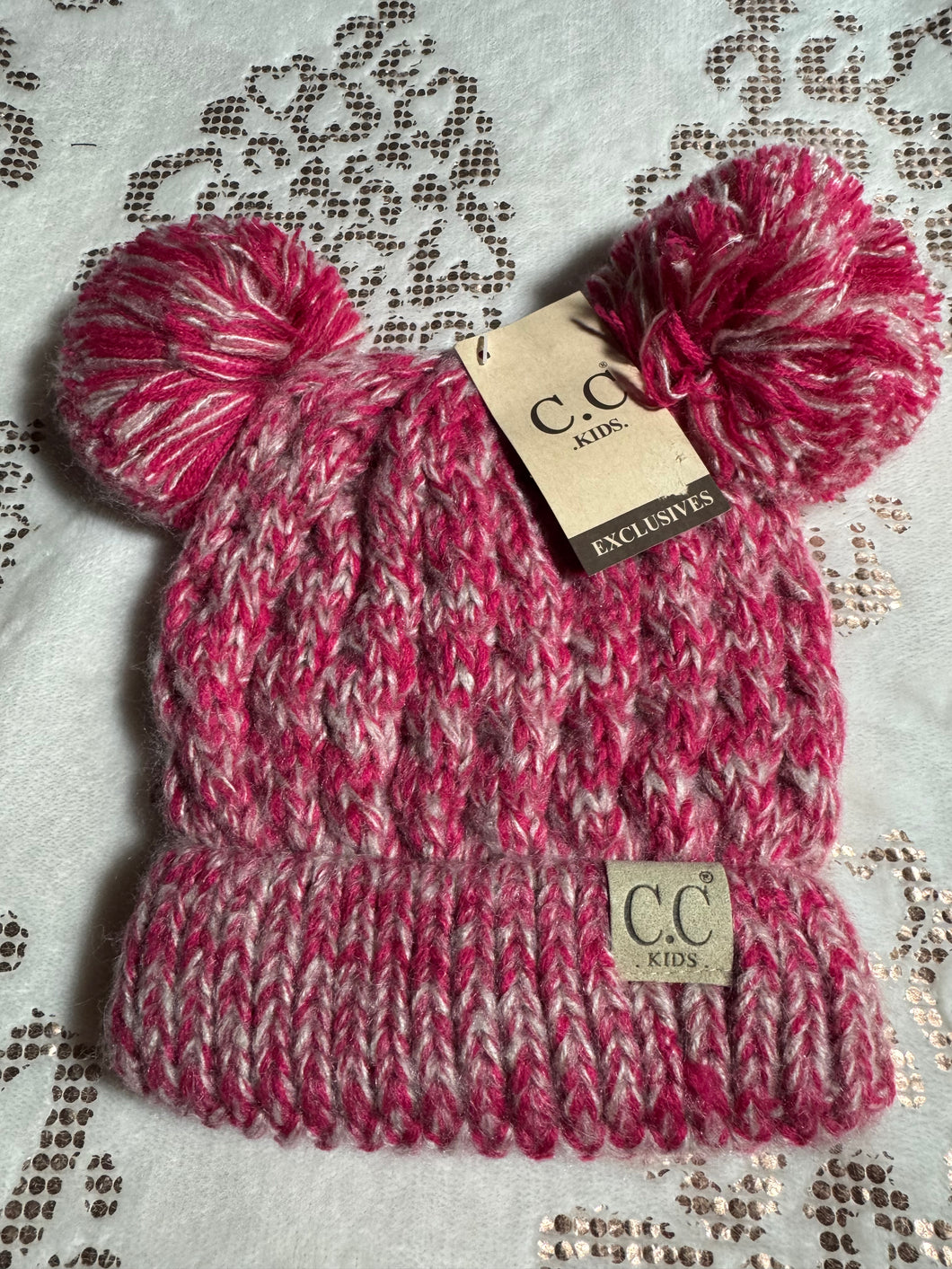 Pink C.C Kids Pom Pom Beanie