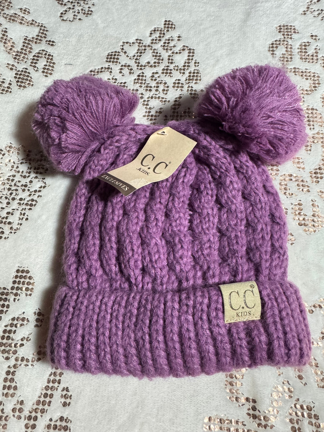 Light Purple C.C. Kids Pom Pom Beanie