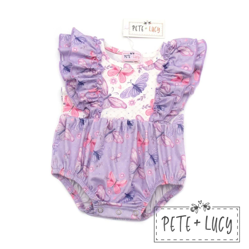 Pete & Lucy Lilac Butterfly Romper
