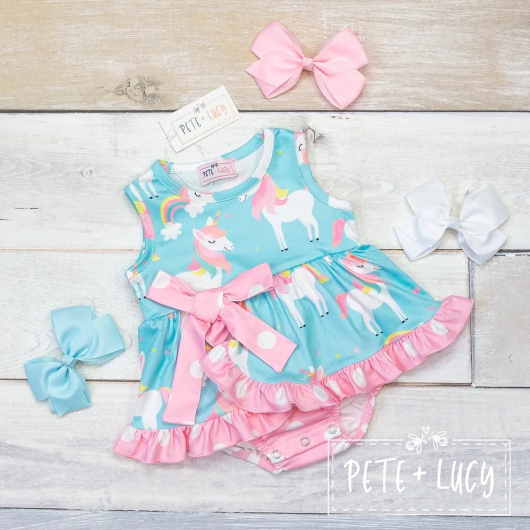 Pete & Lucy Rainbow Unicorn Romper