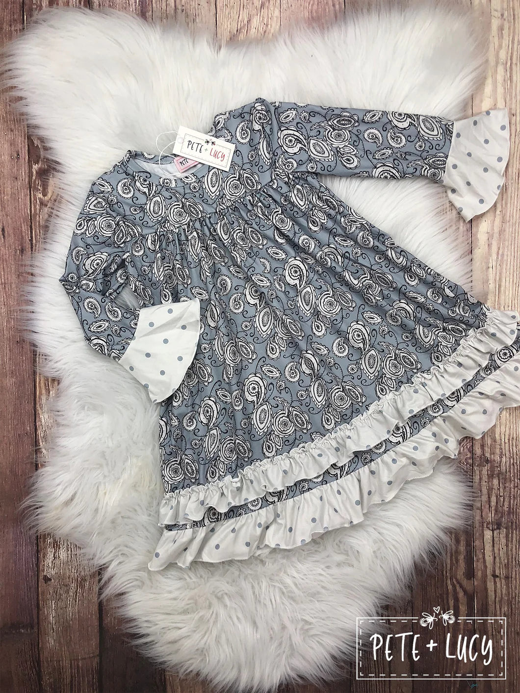 Pete & Lucy Grey Paisley Dress