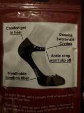 Load image into Gallery viewer, Hidey Style Socks Youth Black w/ pink crystals
