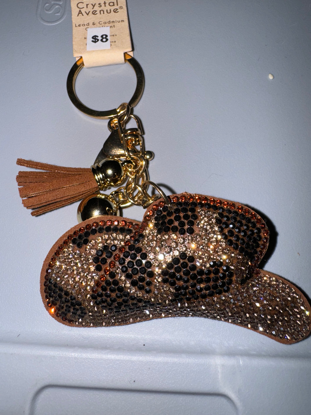 Brown Rhinestone Cowboy Hat Keychain